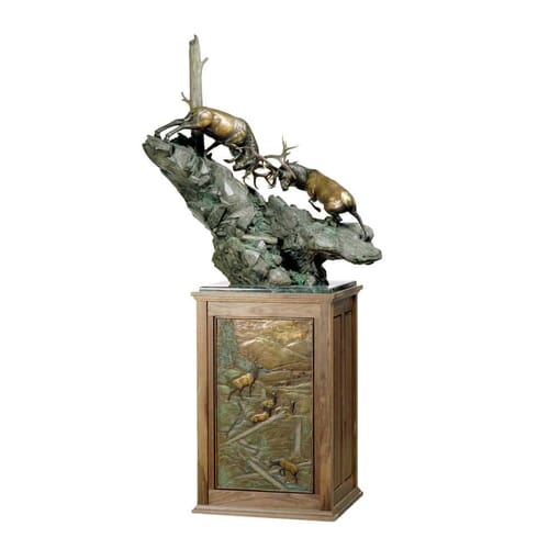 Bronze Bull Elk Sculpture - The Battle