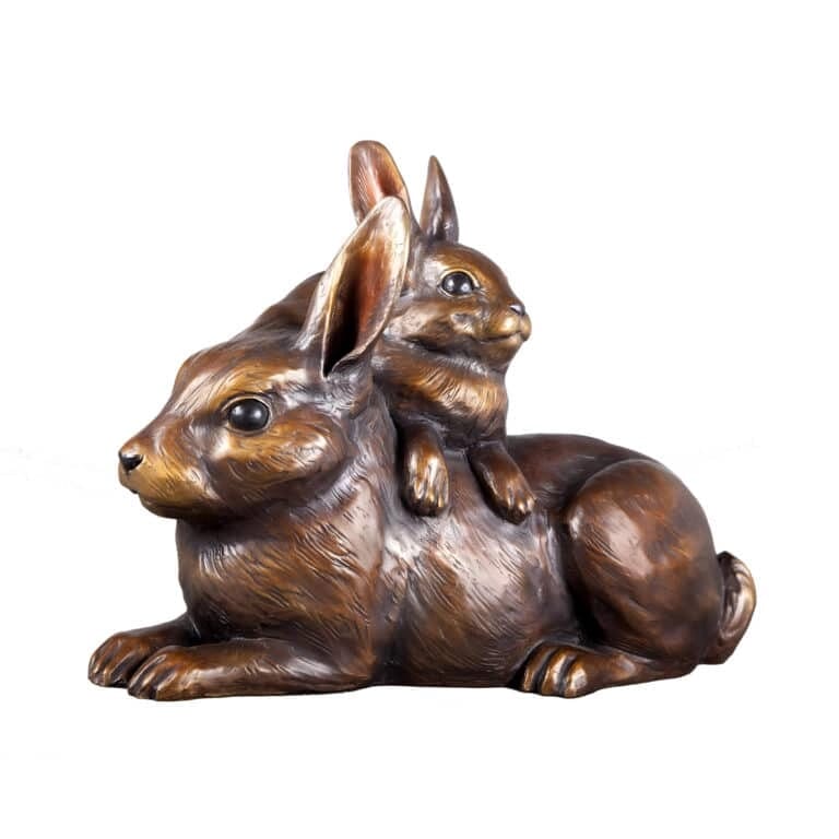 Bronze Cottontail Rabbits Sculpture