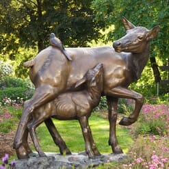 Bronze-Elk-Calf-and-Bird-Sculpture-1