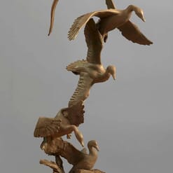 Bronze Geese Sculpture - Coming Home-Clay