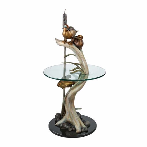 Bronze Green-winged Teals Glass Table