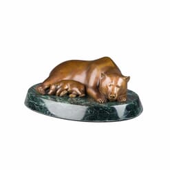 Bronze Grizzly Bear and Cub Sculpture