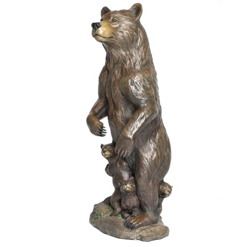 Bronze Grizzly Bear & Cubs Sculpture