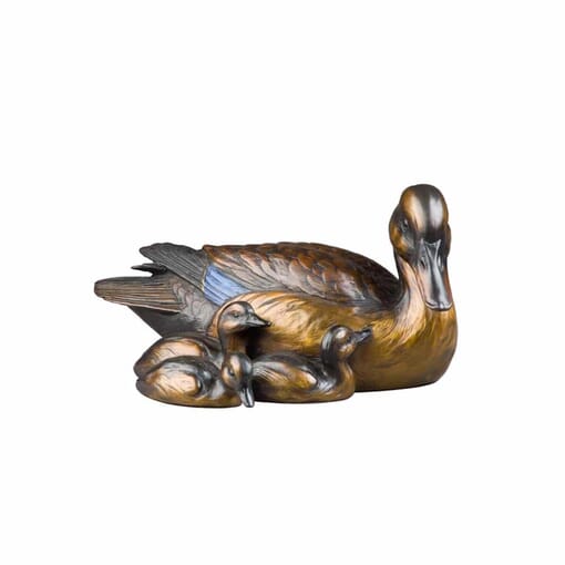 Bronze Mallard Hen and ducklings Sculpture
