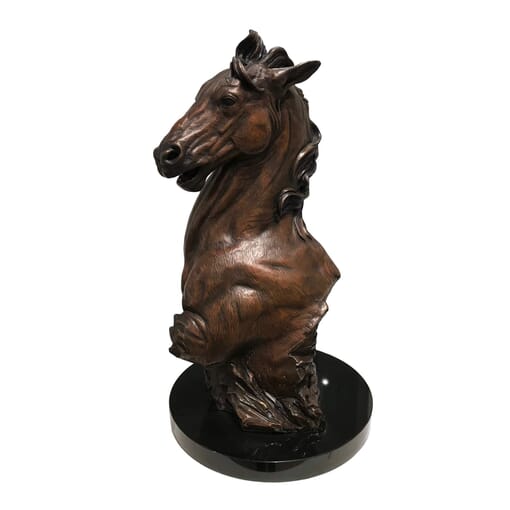 Bronze Mustang Horse Bust Sculpture