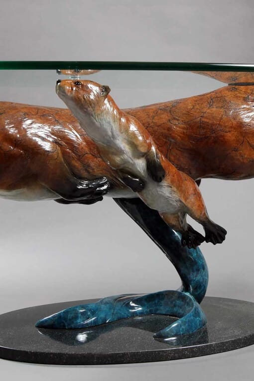 Bronze Otters Glass Coffee Table-2