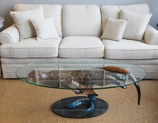 Bronze Otters Glass Coffee Table-4