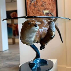 Bronze Otters Glass Coffee Table-5