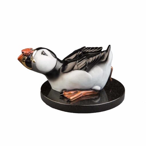 Bronze Puffin and Crab Sculpture