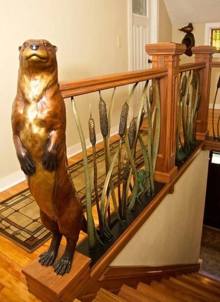 Bronze River Otter Sculpture - Scout-1