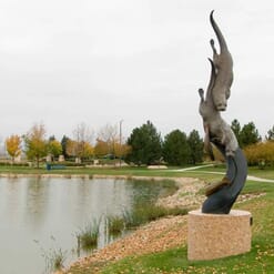 Bronze River Otters Sculpture - Swift Pursuit-monument-1