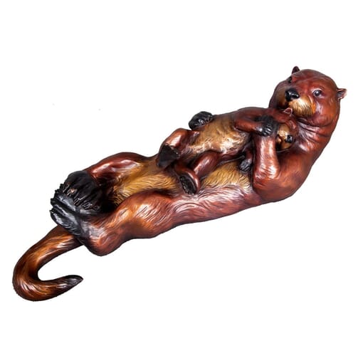 Bronze Sea Otter and Pup Sculpture