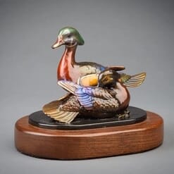 Bronze Wood Ducks Sculpture - Newly Wed-1