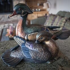 Bronze Wood Ducks Sculpture - Newly Wed-2