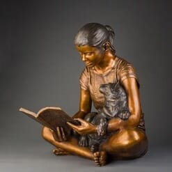 Girl with Cat Bronze Sculpture-1