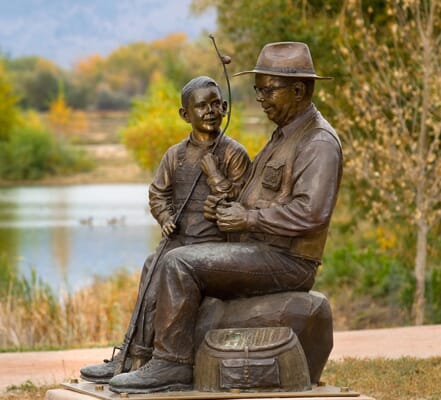 Grandfather and Grandson Bronze Sculpture