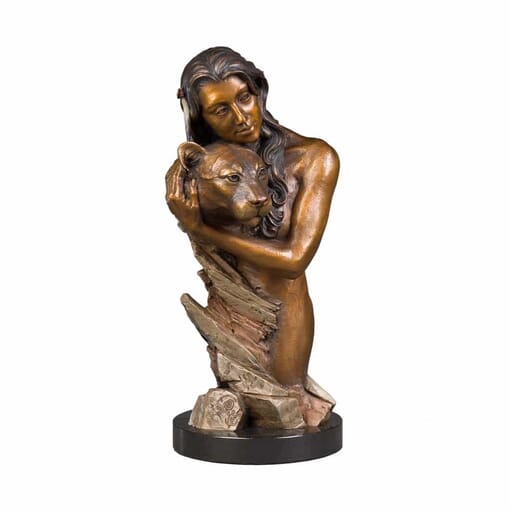 Woman and Cougar Bronze Sculpture-1